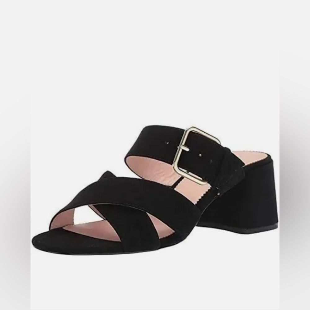 NEW J Crew Penny Sandal Slide in Suede Black Heeled Shoes Size 10.5